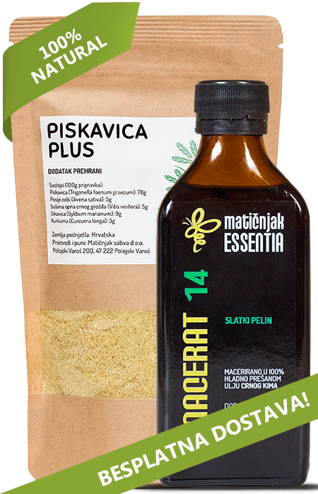 Macerat slatkog pelina 200ml i Piskavica Plus 250g